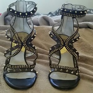 Michael Kors gold embellished strappy heels